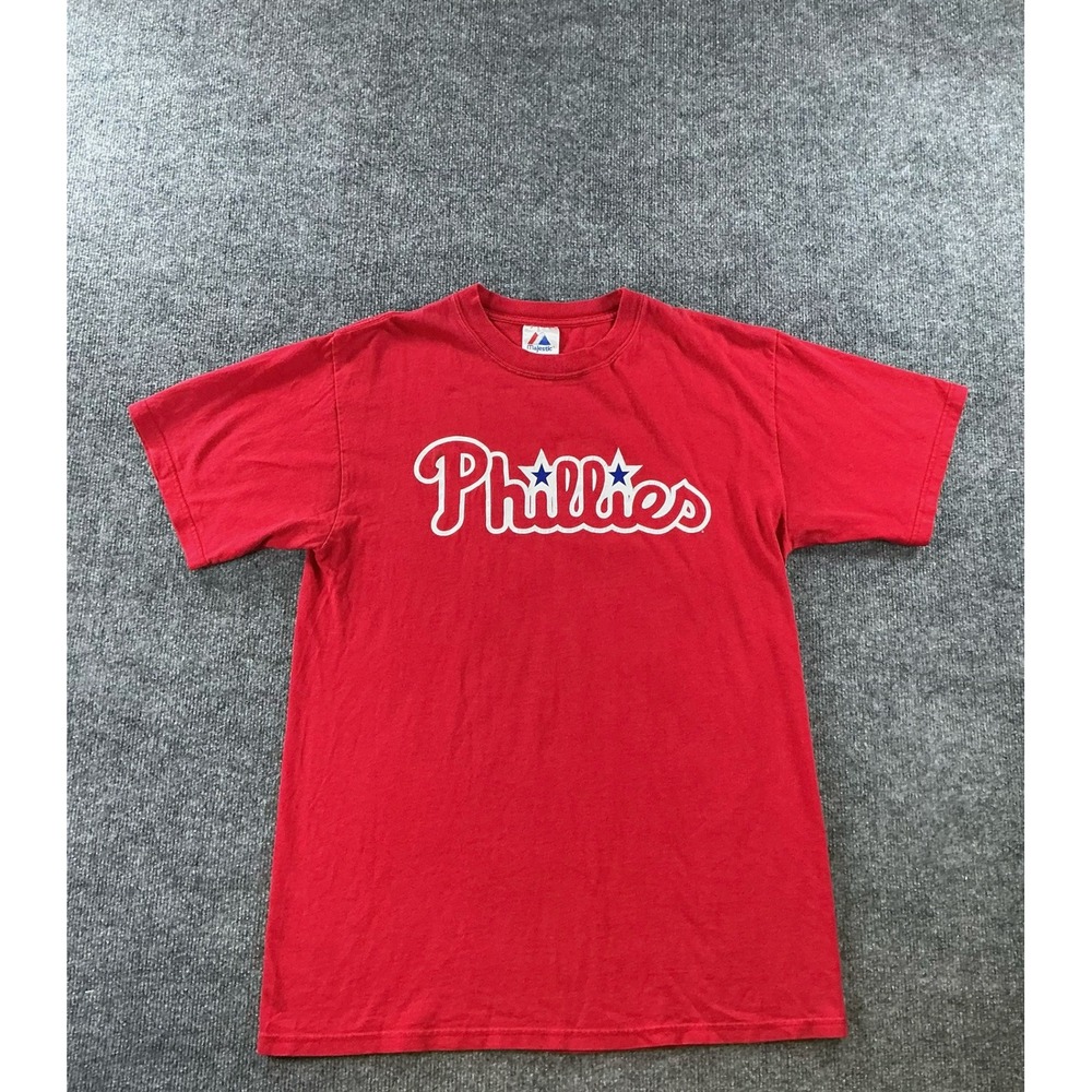 Majestic Philadelphia Phillies Chase Utley 26 Red Graphic T-Shirt Mens L MLB